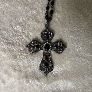 Elegant Black and Silver Cross Pendant Necklace